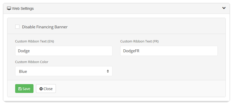 edit web settings vehicle car dealership website autopro.io car dealership management software