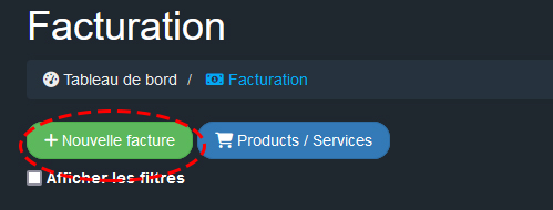 bouton nouvelle facture facturation autopro logiciel gestion concessionnaire