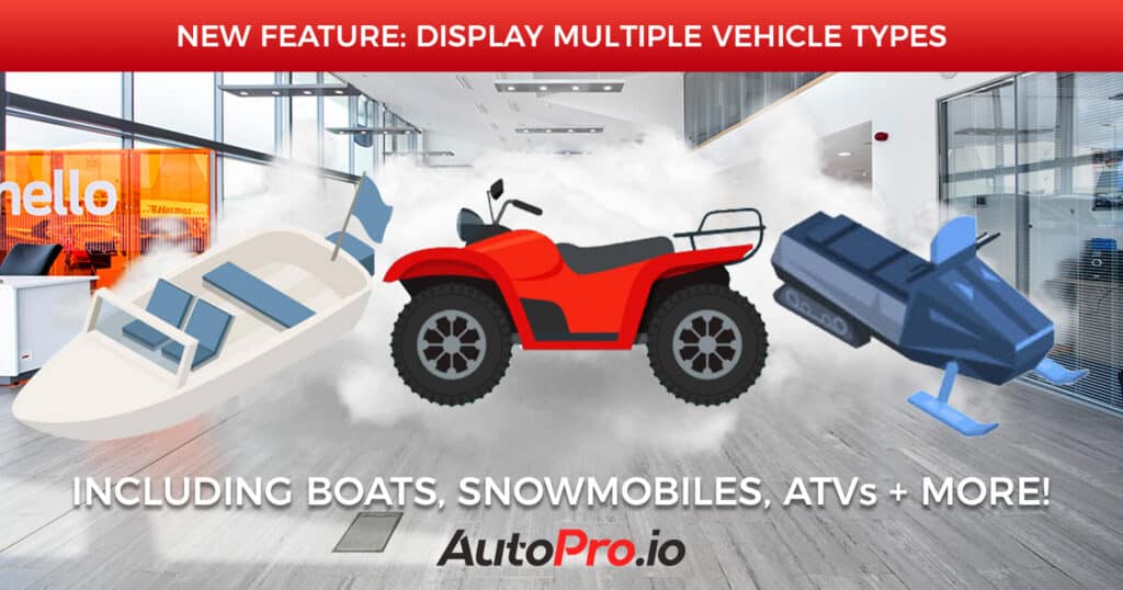 New Feature: Motorcycles, Boats, ATVs, Snowmobiles & more, oh my!